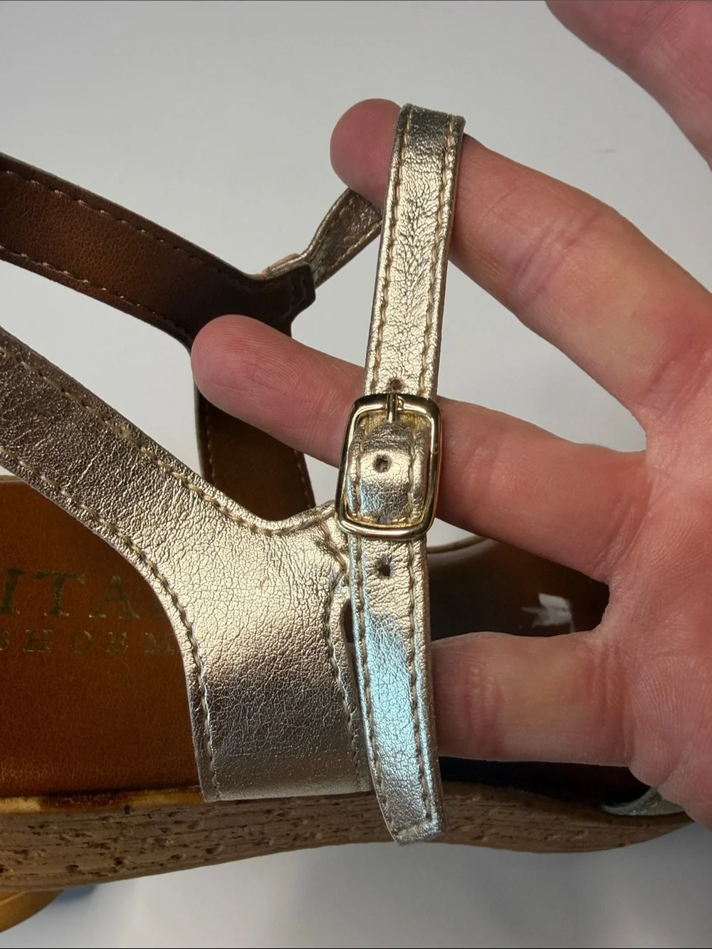 Italian Shoemakers Gold Wedge Sandals